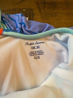 Ralph Lauren Pastel Swim Top in Lavender, Aqua and Coral Trim